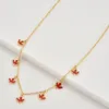 Andywen 925 Sterling Silver Gold Multi Maple Leaf Valentiens Prezent Choker Naszyjnik Długi Łańcuch Czerwony Emalia Multi Fine Jewelry Q0531