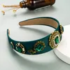 2022 Luxury Baroque Alloy Rhinestone Flower Headband Fashion Hair Accessories Women Trend Banquet Bright Color Hairband Hair Hoop New