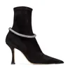 Top Marca Inverno Leroy Ankle Botas Apointed Toe Sock Boot com Crystal Embelezamento Preto Branco Senhoras Conforto Passeio Discount Calçado Festa de Calçado Vestido de Noiva