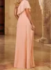 Robe de demoiselle d'honneur élégante, asymétrique épaule dénudée, longueur au sol, en mousseline de soie, robes de soirée de mariage, Rose poussiéreux