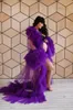Luksusowe fioletowe marszczenia tiulowe sukienki wieczorne dla kobiet w ciąży długie szaty formalne sukienka na studniówkę vestido de novia