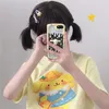 Camiseta para mujeres verano japonés lindo dibujos animados budín perros huella sola manga corta niña harajuku kawaii tops casuales