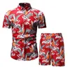 26 farbe männer hawaii beiläufige set fashion 2 stücke schweißanzug kurze hülse hemd + shorts set männliche trainingsanzug sommer holiday sportuit x0610