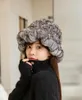 Beanie/Skull Caps Stylish Luxury Women Warm äkta päls ruffle Hats Real Chinchilla Winter Elegant Natural Hat TZ2910 Davi22