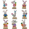 Partyzubehör „Frohe Ostern“ aus Holz, Tischdekoration, Schilder, Hase, Tafelaufsatz, Tischdekoration für Zuhause, Büro, Dekoration, Ornamente