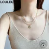 Louleurニュースデザイン925スターリングシルバーネックレスゴールドダブルポートレートペンダントネックレス女性シルバー925ファインジュエリーチャームQ0531