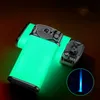 New Windproof Luminous Torch Lighters Jet Metal Gas Butane Inflatable Lighter Creative Rocker Arm Cigar Cigarette Lighter Gift Smoking Accessories Gadgets