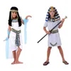 Crianças menino menina antigo egípcio pharaoh príncipe princesa traje crianças cosplay vestuário greece festa de aniversário de grécia halloween q0910