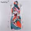 Nadafair Multi Mini Dress Sexy Summer Women Dress Backless Drawstring Tie Up Vintage Printed Bodycon Beach Woman Dress Set Y1006