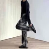 IEFB Erkek Giyim Yıkanmış Siyah Gri Kot Kore Streetwear Trend Gevşek Düz Denim Pantolon Kravat Boya Uzun 9Y6579 210716