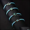 Charm Bracelets Jewelry Fashion Dolphin Heart Blue Braided Rope Chain For Women Turquoise Turtle Five Star Infinity Bangle With Card Drop De