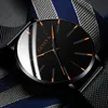 Minimalistiska herrmode Ultra Thin Watches Simple Men Business rostfritt stål Mesh Belt Quartz Watch Relogio Masculino