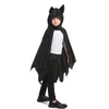 Maskottchen-Puppenkostüm für Kinder, Unisex, Halloween-Kostüme, schwarzer Fledermaus-Umhang, Hut, Karneval, Party, Geburtstagskostüm für Jungen und Mädchen