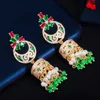 Indian Gold Color Green Red CZ Ethnic Vintage Long Dangle Drop Tassel Earrings for Women Handmade Party Jewelry CZ765 210714