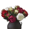 Dekoracyjne kwiaty wieńce 7 sztuk fałszywy pojedynczy łodyga piwonia (2 głowy / szt.) 22 "Długość symulacja okrągła Peonia do domu weselnego