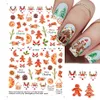 Tırnak Sanatı Noel Stickers Ins Noel Snowflake Snowman Elk Yapraklar 3D Yapışkan Tırnak Etiketi Nail261c