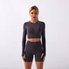 Women's Tracksuits Women Tracksuit Sexy 2 Pcs Clothes Fitness Suit Yoga Sets Female Long Sleeves Shirts Sport Tight Cycling Shorts For Gym R