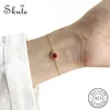 Charmarmband Skute Luxury S925 Sterling Silver Crown Red Corundum Simple Geometric Slim Thin Armband Gift for Women Fashion Jewelry Puls