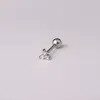 Fashion zircon heart-shaped screw ball studs stainless steel thin rod piercing jewelry