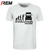 REM marca roupas evolução caminhão caminhão motorista cabine de cabine idéias engraçado de camiseta homens algodão de manga curta t-shirt top camiseta 210714