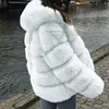 Kvinnors päls faux lyxiga utkläder 2023 tjock varmare huva kappa kvinnor långärmare jacka casual överdimensionerad hoody överrock 3xl