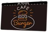 TC1372 Burgers Cafe Open Bar Lichtschild, zweifarbige 3D-Gravur