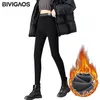 BIVIGAOS Autumn Winter Seamless Black Warm Leggings Women's High Elasticity Velvet Thickening Slim Pencil Pants Fleece Leggings 211130