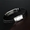 Bracelets de charme Bracelet en cuir noir Fashion Bracelet en acier en acier inoxydable en couleur argenté Chaîne de corde tresse à la main Cadeaux vintage