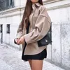 ZXQJビンテージ女性ラクダウールのジャケット春秋のファッションレディースエレガントな緩いロングコートストリートウェアガールズシックなアウトウウェア211014