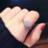 Vrouwen dame bloem fee ring mode verstelbare opening vinger ringen eenvoudige zoete retro gesneden zirkoon voet strand sieraden topkwaliteit luxe kristal vrouw geschenken