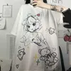 アニメTシャツの女性2021ベアプリント原宿トップスマジャー夏のアルト服美術館の街並み衣装ミングリウジリティーシャツY0621