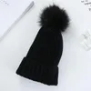 Beanie/Skull Caps Female Cute Furry Pompom Poms Winter Hat For Women Girl 's Hast Knitted Beanies Solid Color Cap Thick Skullies Bonnet Scot