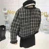 Temperamento di alta qualità Giacca corta da donna in tweed stile donna Giacca elegante autunno donna Top donna moda femminile