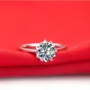 Cluster Rings Genuine 18K 750 White Gold Ring Snow Flake Style Fabulous 0.5Ct 5.0mm D Color Diamond Women Female Wedding Edwi22