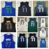 2022 Mens Luka Doncic Basketballtröjor # 77 Grön Vintage City White Blue Stitched Shirts S-XXL