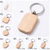 Simple Style Wood Keychains Party Supplies Car Keyrings Round Square Heart Rectangle Shape Key Pendant DIY Wooden Keychain Handmade Gift FHL492-WY1707