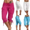 Pantalon décontracté grande taille pour femme avec cordon de serrage plissé à paillettes de couleur unie