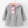 Spring Girls Jacket Rabbit Ears Coat Christmas Children Clothes Outerwear Autumn Kids Warm Cotton Dress Jacket Infant Girl Coat H0909
