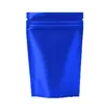 Blu opaco Stand up Foglio di alluminio Sacchetto autosigillante Snack Biscotto Tè Caffè Sacchetto per imballaggio Doypack Foglio blu Borsa con cerniera LX3155