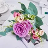 Decoratieve bloemen Kransen Mooie Big Rose Branch Artificial Silk Home Wedding Decoratie Retro herfst Grote Roses White Fake8884309