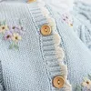 Autumn Winter Baby Girls Embroider Cardigan Coat 1-8Yrs Children Clothing Knitted Kids 211204