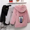 3-16Y of Teens Girls' Woolen Jacket Coat Autumn Kids Children's Hooded Fake Fur Winter Wool Cotton Blends Outwear 211011