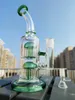 10 "Twin Stracle Filtr Green Glass Water Pipe Bong Fajki Rury Bongs 18mm Bowl