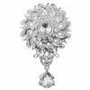 Pins, broches Diezi luxo branco cristal água gota para casamento mulheres vestido de festa de prata cor strass bouquet de buquê de nupcial pinos