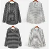 Zogaa Moda Mulheres Hoodies Ladies Stripe Impresso Sweatshirts Casual Streetwear Loose Plus Size Womens Hooded Pullover 210813
