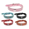 Colliers de chien en strass Colliers de chien PU avec des charmes de coeur pour petites laisses de chiens moyens