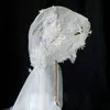 Peri Düğün Veils 1.35 M Uzun Gelin Peçe Yumuşak Tül Çiçek Aplike Sequins Ile Düğün Aksesuarları