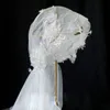 Fairy Свадебные вуали 1,35 м Длинные Bridal вуаль мягкий тюль с цветочными аппликациями блестки свадебные аксессуары