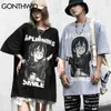 Tshirts hajuku japanska tecknad anime tjej print tees shirts hip hop streetwear casual bomull kortärmad toppar 210602