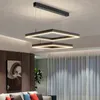 Lámparas de araña Led minimalistas modernas para sala de estar, diseño cuadrado negro, iluminación para el hogar de calidad, comedor, dormitorio, lámpara de salón